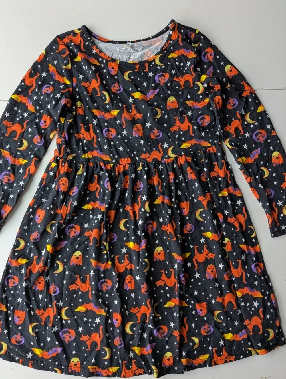 The Children's Place Halloween Dress Girls M 7/8 Black Cat Ghost Bat Spooky
